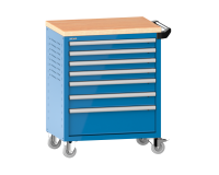 LISTA - Chariot d'atelier H 94,5 x L 83,3 x P 52,5, revêtement en bois multiplex, 7 tiroirs