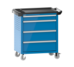 LISTA - Chariot d'atelier H 94,5 x L 83,3 x P 52,5, revêtement plastique antidérapant, 4 tiroirs