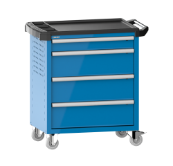 LISTA - Chariot d'atelier H 94,5 x L 83,3 x P 52,5, revêtement plastique antidérapant, 4 tiroirs