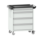 LISTA - Chariot d'atelier H 94,5 x L 83,3 x P 52,5, revêtement plastique antidérapant, 4 tiroirs