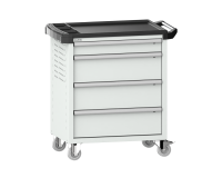 LISTA - Chariot d'atelier H 94,5 x L 83,3 x P 52,5, revêtement plastique antidérapant, 4 tiroirs