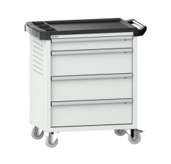 LISTA - Chariot d'atelier H 94,5 x L 83,3 x P 52,5, revêtement plastique antidérapant, 4 tiroirs