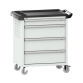 LISTA - Chariot d'atelier 36x27E (LxPxH) 894x525x928mm 4 tiroirs (1x100/3x200) 40kg avec revêtement en plastique sécurité de blocage individuelle à droite KEY Lock Gris clair RAL 7035