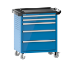 LISTA - Chariot d'atelier H 94,5 x L 83,3 x P 52,5, revêtement plastique antidérapant, 5 tiroirs