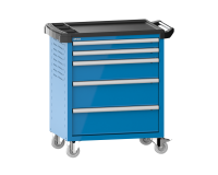 LISTA - Chariot d'atelier H 94,5 x L 83,3 x P 52,5, revêtement plastique antidérapant, 5 tiroirs