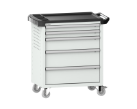 LISTA - Chariot d'atelier H 94,5 x L 83,3 x P 52,5, revêtement plastique antidérapant, 5 tiroirs