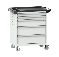 LISTA - Chariot d'atelier H 94,5 x L 83,3 x P 52,5, revêtement plastique antidérapant, 5 tiroirs