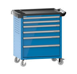 LISTA - Chariot d'atelier H 94,5 x L 83,3 x P 52,5, revêtement plastique antidérapant, 6 tiroirs