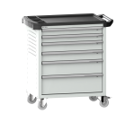 LISTA - Chariot d'atelier H 94,5 x L 83,3 x P 52,5, revêtement plastique antidérapant, 6 tiroirs