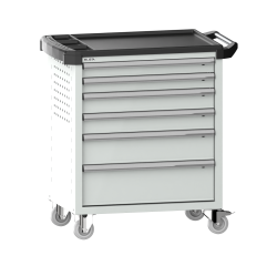 LISTA - Chariot d'atelier H 94,5 x L 83,3 x P 52,5, revêtement plastique antidérapant, 6 tiroirs