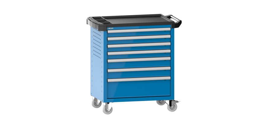 LISTA - Chariot d'atelier H 94,5 x L 83,3 x P 52,5, revêtement plastique antidérapant, 7 tiroirs