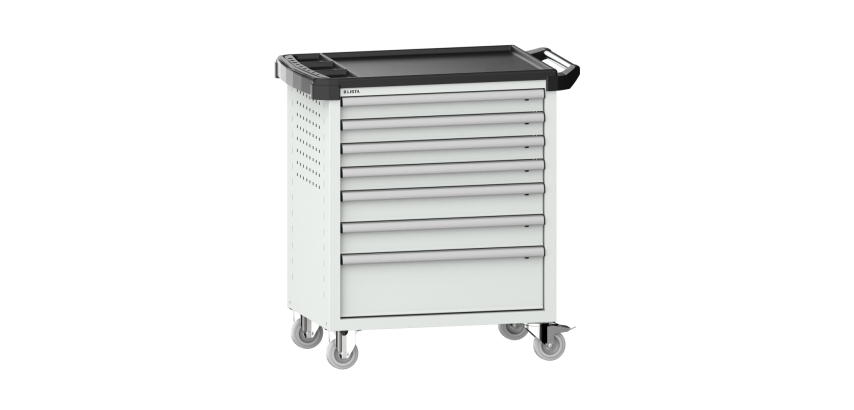 LISTA - Chariot d'atelier H 94,5 x L 83,3 x P 52,5, revêtement plastique antidérapant, 7 tiroirs