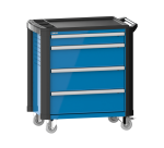 LISTA - Chariot d'atelier H 94,5 x L 83,3 x P 52,5, revêtement plastique antidérapant, protection des coins, 4 tiroirs