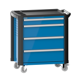 LISTA - Chariot d'atelier H 94,5 x L 83,3 x P 52,5, revêtement plastique antidérapant, protection des coins, 4 tiroirs