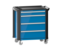 LISTA - Chariot d'atelier H 94,5 x L 83,3 x P 52,5, revêtement plastique antidérapant, protection des coins, 4 tiroirs