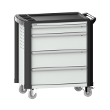 LISTA - Chariot d'atelier H 94,5 x L 83,3 x P 52,5, revêtement plastique antidérapant, protection des coins, 4 tiroirs