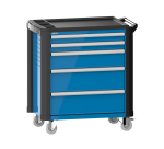 LISTA - Chariot d'atelier H 94,5 x L 83,3 x P 52,5, revêtement plastique antidérapant, protection des coins, 5 tiroirs