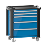 LISTA - Chariot d'atelier H 94,5 x L 83,3 x P 52,5, revêtement plastique antidérapant, protection des coins, 5 tiroirs