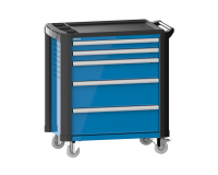 LISTA - Chariot d'atelier H 94,5 x L 83,3 x P 52,5, revêtement plastique antidérapant, protection des coins, 5 tiroirs