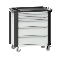 LISTA - Chariot d'atelier H 94,5 x L 83,3 x P 52,5, revêtement plastique antidérapant, protection des coins, 5 tiroirs