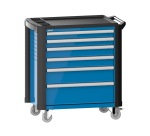 LISTA - Chariot d'atelier H 94,5 x L 83,3 x P 52,5, revêtement plastique antidérapant, protection des coins, 6 tiroirs