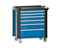 LISTA - Chariot d'atelier H 94,5 x L 83,3 x P 52,5, revêtement plastique antidérapant, protection des coins, 6 tiroirs