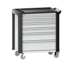 LISTA - Chariot d'atelier H 94,5 x L 83,3 x P 52,5, revêtement plastique antidérapant, protection des coins, 6 tiroirs