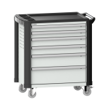 LISTA - Chariot d'atelier H 94,5 x L 83,3 x P 52,5, revêtement plastique antidérapant, protection des coins, 6 tiroirs