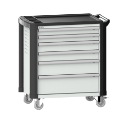 LISTA - Chariot d'atelier H 94,5 x L 83,3 x P 52,5, revêtement plastique antidérapant, protection des coins, 6 tiroirs