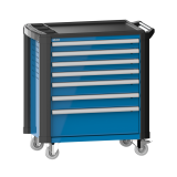 LISTA - Chariot d'atelier H 94,5 x L 83,3 x P 52,5, revêtement plastique antidérapant, protection des coins, 7 tiroirs