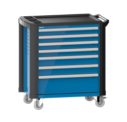 LISTA - Chariot d'atelier H 94,5 x L 83,3 x P 52,5, revêtement plastique antidérapant, protection des coins, 7 tiroirs