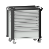 LISTA - Chariot d'atelier H 94,5 x L 83,3 x P 52,5, revêtement plastique antidérapant, protection des coins, 7 tiroirs