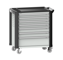 LISTA - Chariot d'atelier H 94,5 x L 83,3 x P 52,5, revêtement plastique antidérapant, protection des coins, 7 tiroirs