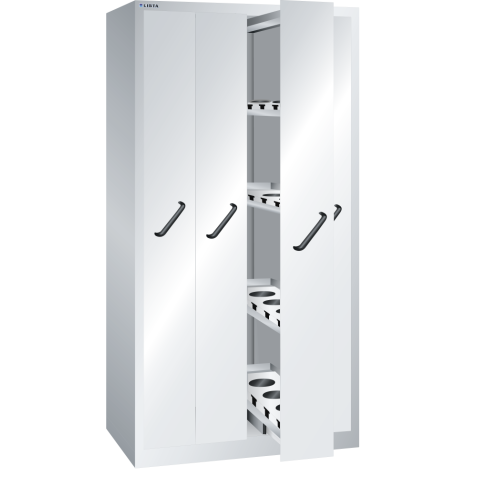 LISTA - Armoire à extension verticale avec panneaux de façades (LxPxH) 1000x695x1950mm 4 extensions avec 4 rayons amovibles par extension (sans porte-outil NC) Gris clair RAL 7035