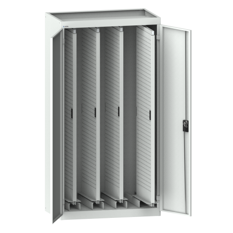 LISTA - Armoire à extension verticale avec portes battantes (LxPxH) 1000x600x1950mm 4 extensions avec paroi arrière perforée KEY Lock Gris clair RAL 7035