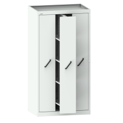 LISTA - Armoire à extension verticale avec panneaux de façades (LxPxH) 1000x695x1950mm 3 extensions avec 4 rayons amovibles par extension Gris clair RAL 7035