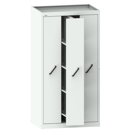 LISTA - Armoire à extension verticale avec panneaux de façades (LxPxH) 1000x695x1950mm 3 extensions avec 4 rayons amovibles par extension Gris clair RAL 7035
