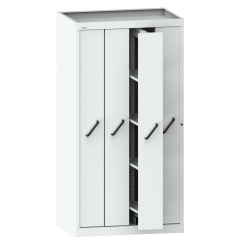 LISTA - Armoire à extension verticale avec panneaux de façades (LxPxH) 1000x695x1950mm 4 extensions avec 4 rayons amovibles par extension Gris clair RAL 7035