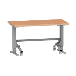LISTA - Poste de travail Duo Mobile (LxPxH) 1530x800x750-1250mm pour Mobilfondeur de module 725mm réglage électrique de la hauteur type Euro (CH/D/F) Multiplex Silver métallique RAL 9006-M