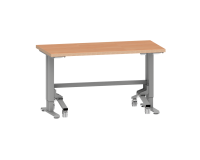 Poste de travail Lista Duo mobile, réglage électrique de la hauteur, plateau en Multiplex, piètement métal gris RAL 9006