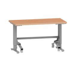 Poste de travail Lista Duo mobile, réglage électrique de la hauteur, plateau en Multiplex, piètement métal gris RAL 9006