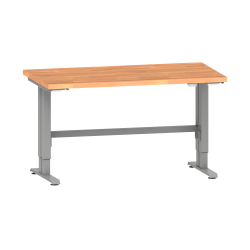 LISTA - Poste de travail Duo Pro (LxPxH) 1530x800x760-1260mm pour profondeur de module 725mm réglage électrique de la hauteur type Euro (CH/D/F) Hêtre Silver métallique RAL 9006-M
