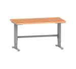 Poste de travail Lista Duo Pro réglage électrique de la hauteur, plateau en hêtre massif, piètement métal gris RAL 9006