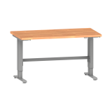 Poste de travail Lista Duo Pro réglage électrique de la hauteur, plateau en hêtre massif, piètement métal gris RAL 9006