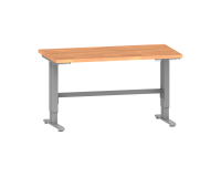 Poste de travail Lista Duo Pro réglage électrique de la hauteur, plateau en hêtre massif, piètement métal gris RAL 9006