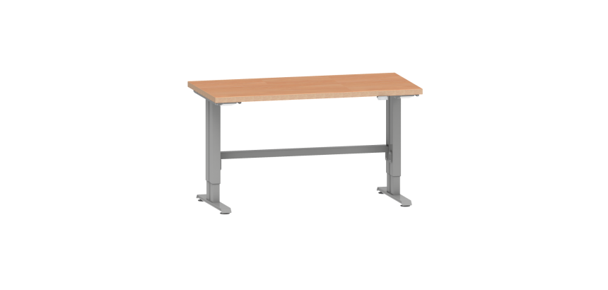 Poste de travail Lista Duo Pro réglage électrique en hauteur, plateau en Multiplex, piètement métal gris RAL 9006