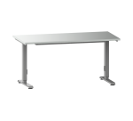 Poste de travail Lista Solo Basic réglage électrique de la hauteur, plateau en mélaminé gris clair, piètement métal gris RAL 9006