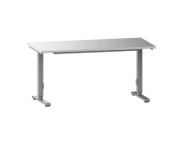 Poste de travail Lista Solo Basic réglage électrique de la hauteur, plateau en mélaminé gris clair, piètement métal gris RAL 9006
