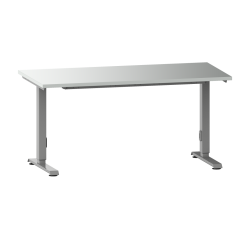 Poste de travail Lista Solo Basic réglage électrique de la hauteur, plateau en mélaminé gris clair, piètement métal gris RAL 9006