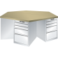 LISTA - Établi hexagonaux 27x36E (LxPxH) 2500x2165x840mm 6 x 4 tiroirs (2x100/1x200/1x300) 75kg Multiplex KEY Lock Gris clair RAL 7035